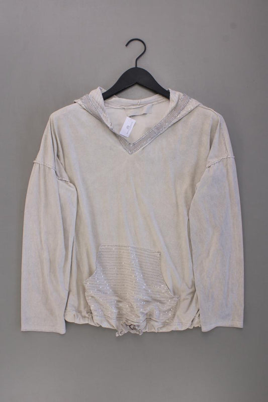 Kapuzenshirt Gr. M Langarm mit Glitzer creme aus Viskose