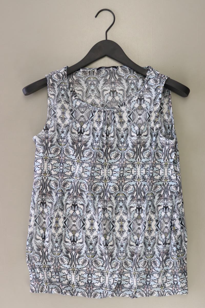 comma, Ärmellose Bluse Gr. 40 geometrisches Muster blau aus Polyamid