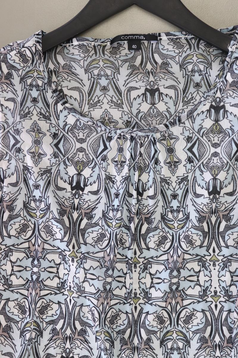 comma, Ärmellose Bluse Gr. 40 geometrisches Muster blau aus Polyamid