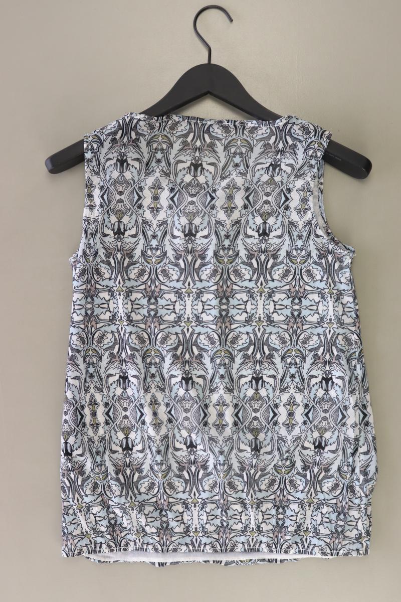 comma, Ärmellose Bluse Gr. 40 geometrisches Muster blau aus Polyamid