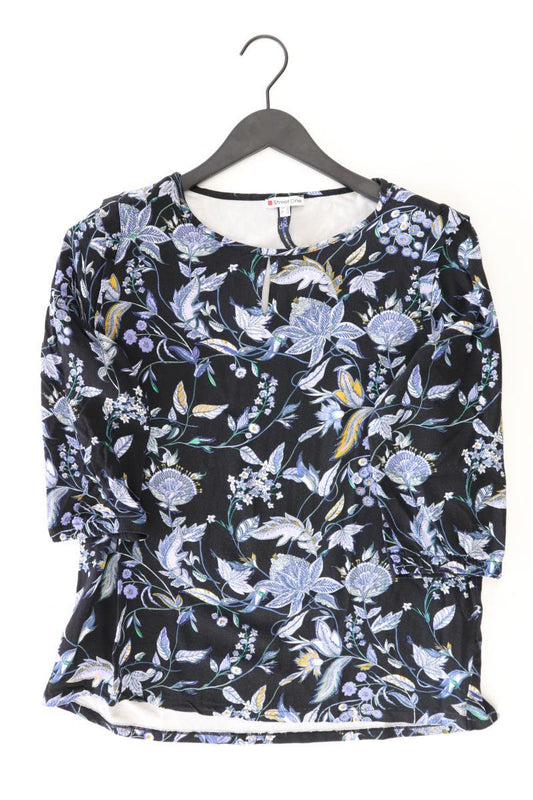 Street One Comfort Bluse Gr. 42 mit Blumenmuster 3/4 Ärmel blau aus Viskose