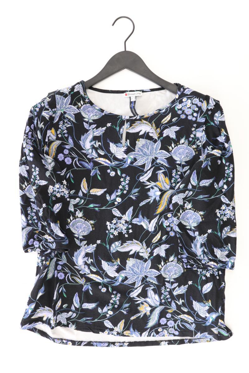 Street One Comfort Bluse Gr. 42 mit Blumenmuster 3/4 Ärmel blau aus Viskose