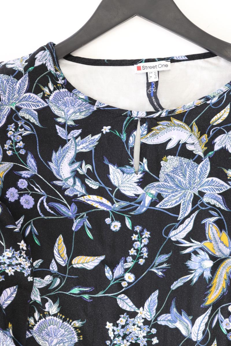 Street One Comfort Bluse Gr. 42 mit Blumenmuster 3/4 Ärmel blau aus Viskose