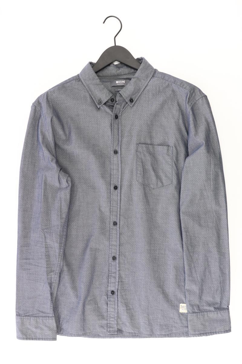 Mustang Langarmhemd für Herren Gr. XL grau aus Baumwolle