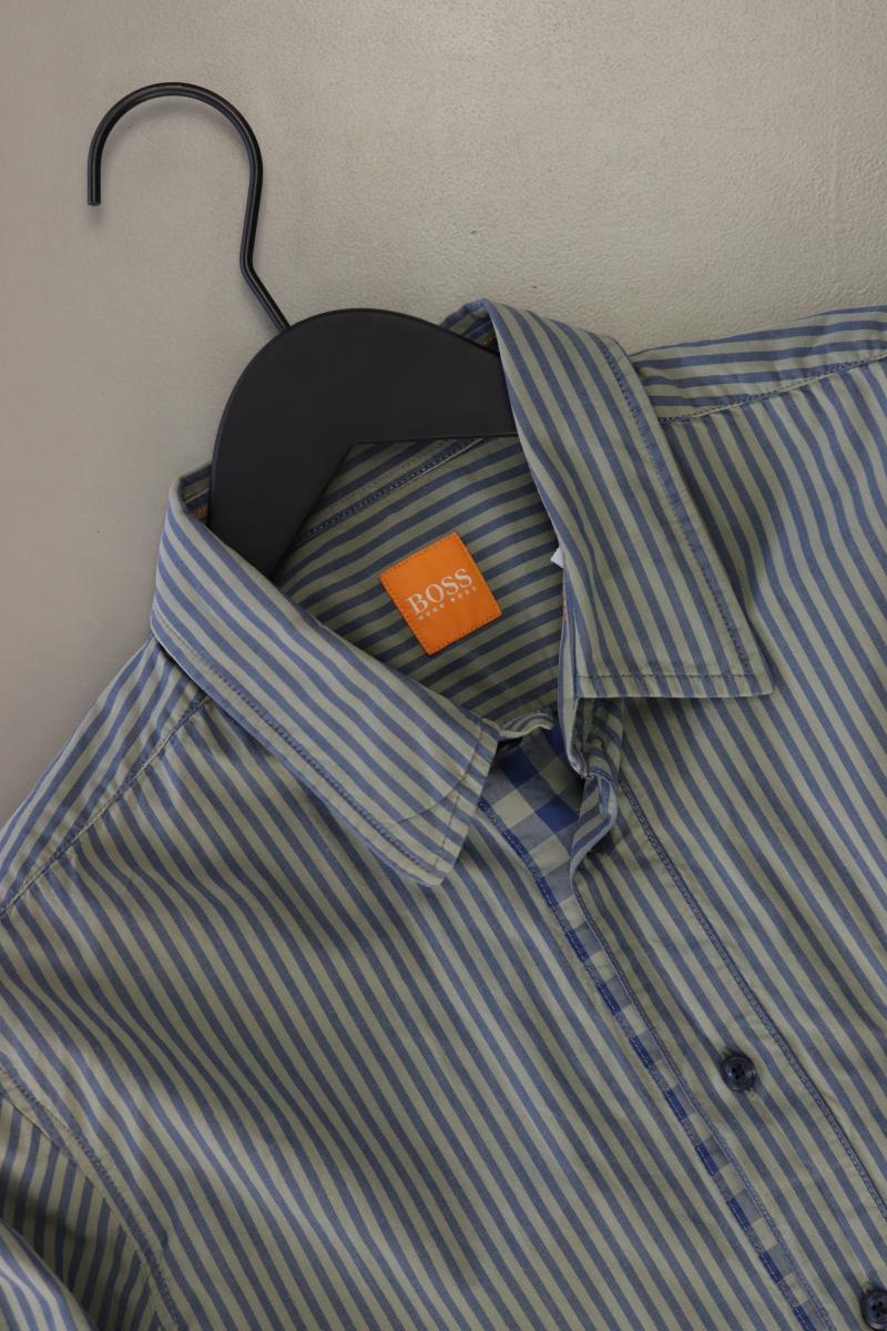 BOSS by Hugo Boss Langarmhemd für Herren Gr. M gestreift grün aus Baumwolle