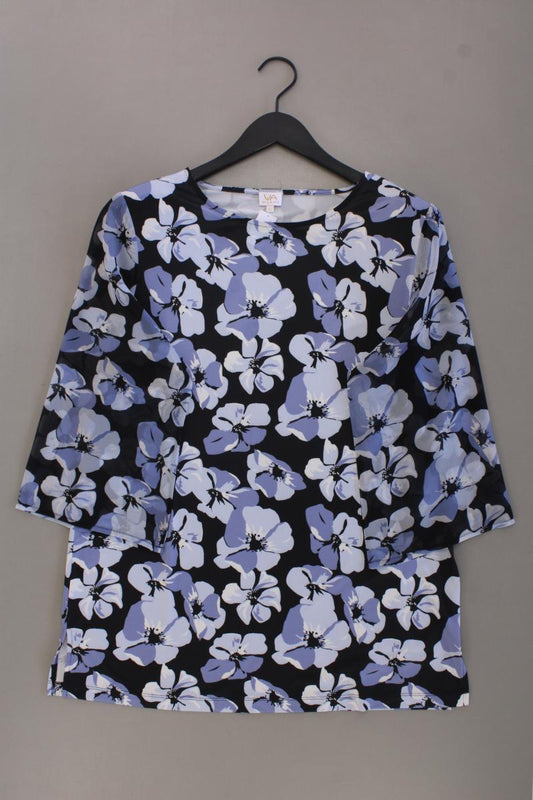 Regular Bluse Gr. 42 mit Blumenmuster 3/4 Ärmel blau aus Polyester