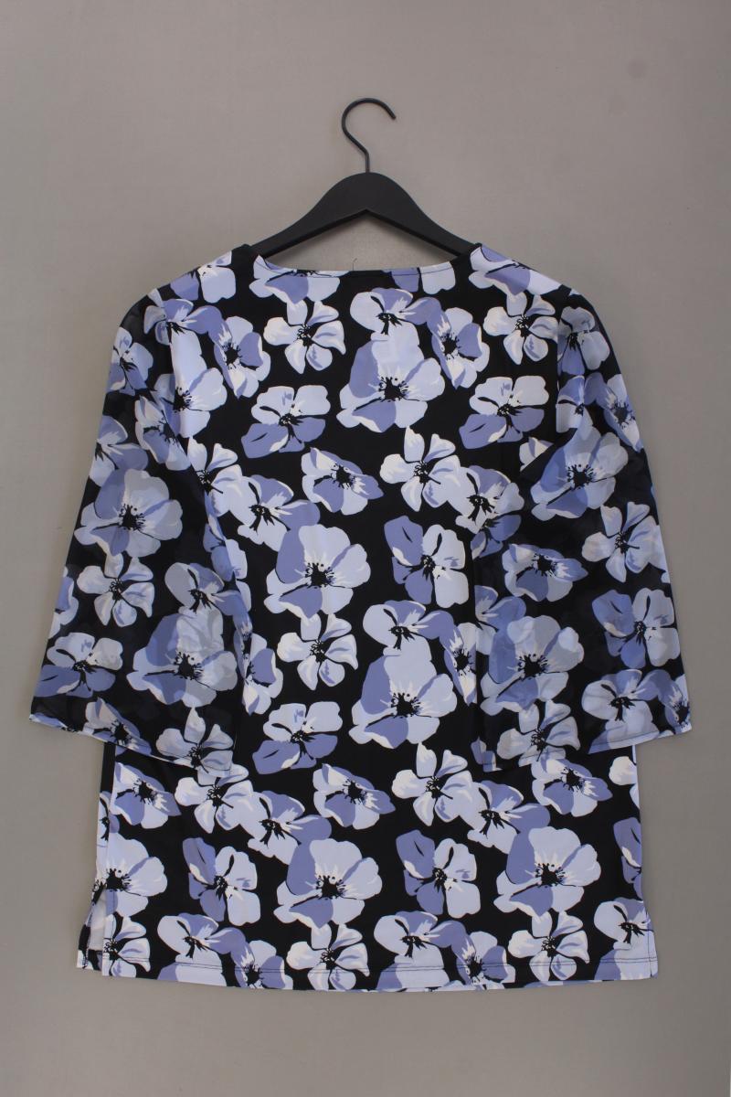 Regular Bluse Gr. 42 mit Blumenmuster 3/4 Ärmel blau aus Polyester