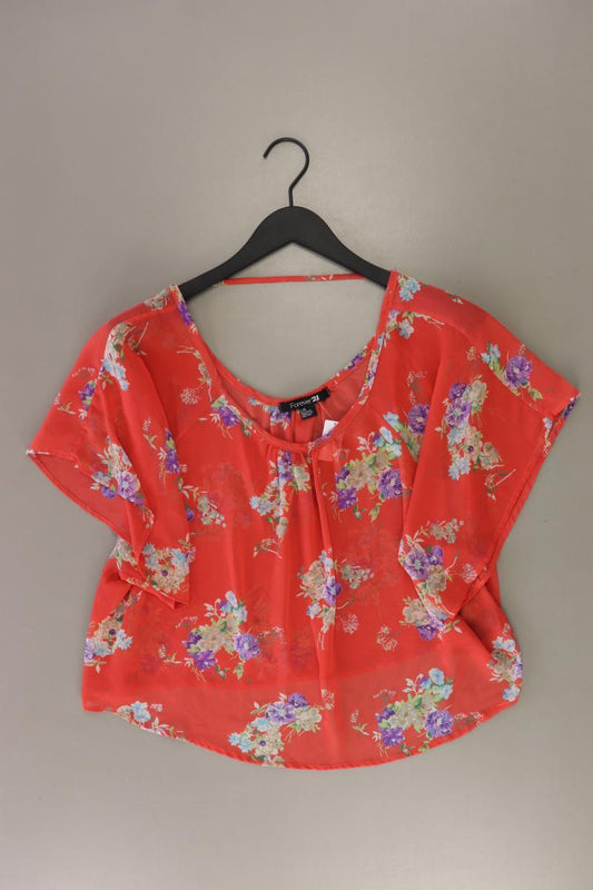 forever 21 Kurzarmbluse Gr. L mit Blumenmuster rot aus Polyester