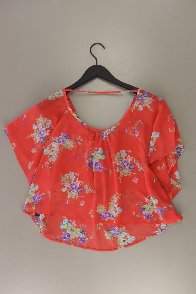 forever 21 Kurzarmbluse Gr. L mit Blumenmuster rot aus Polyester