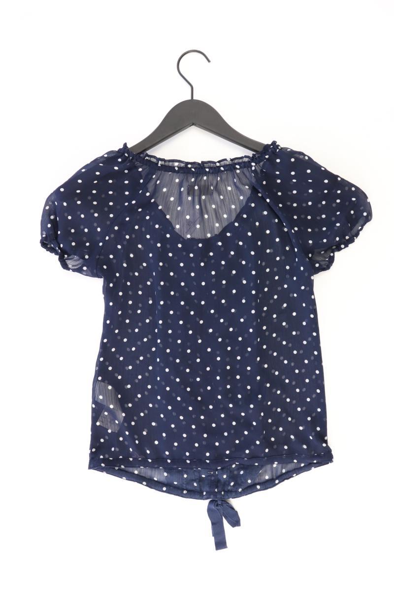 Hollister Rüschenbluse Gr. S gepunktet Kurzarm blau aus Polyester