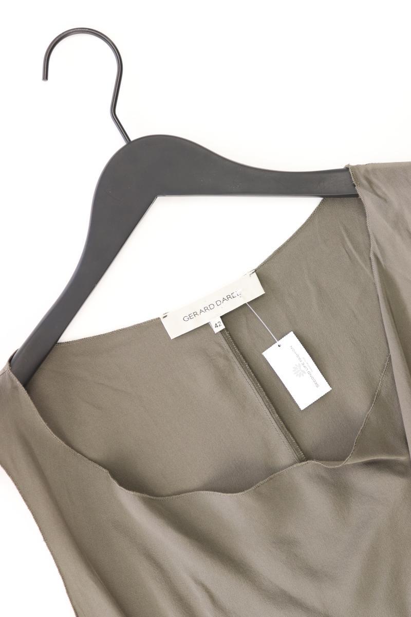 Gerard Darel Midikleid Gr. 42 Ärmellos olivgrün aus Seide
