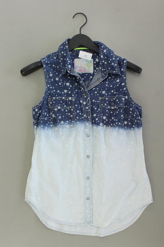 QS by s.Oliver Ärmellose Bluse Gr. 36 blau aus Baumwolle