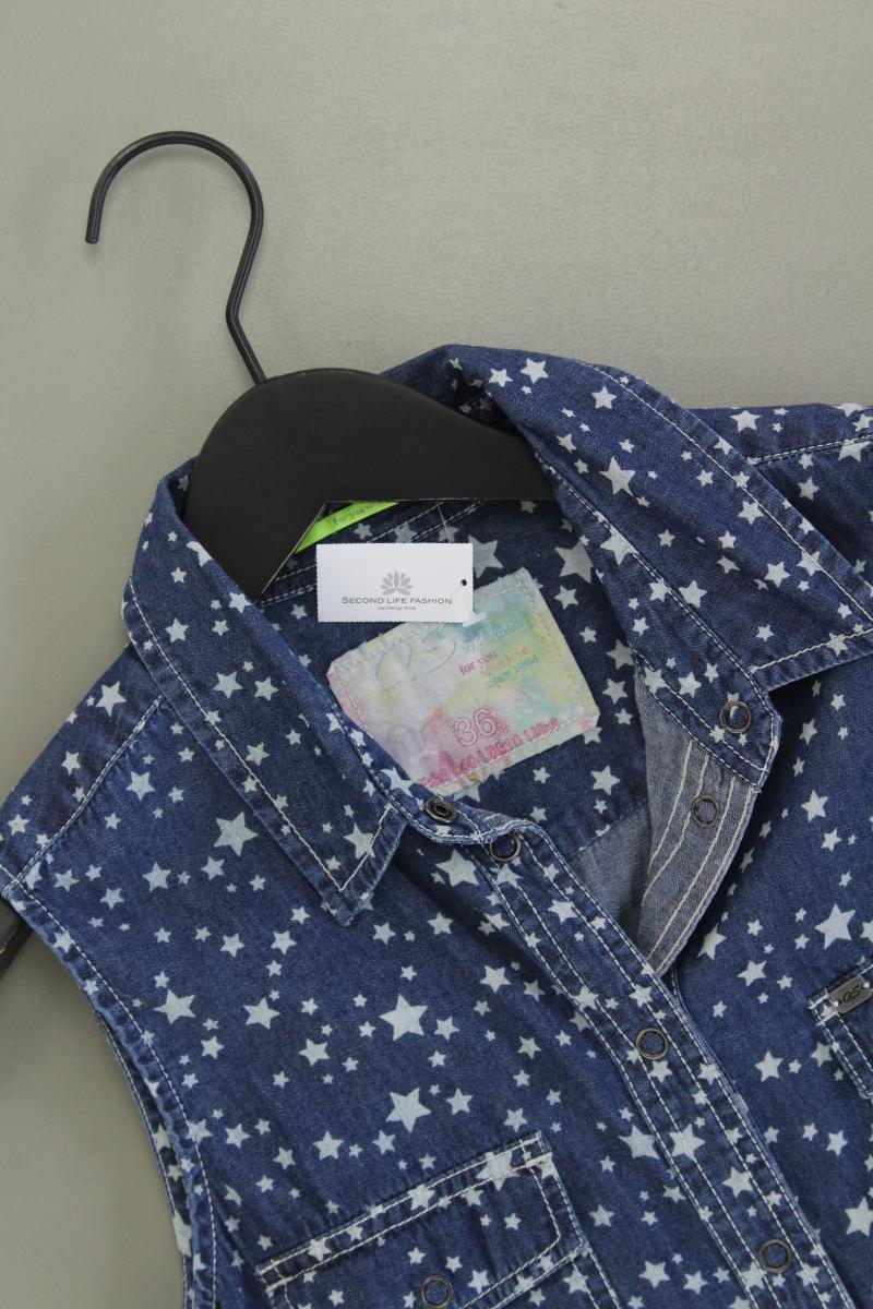 QS by s.Oliver Ärmellose Bluse Gr. 36 blau aus Baumwolle
