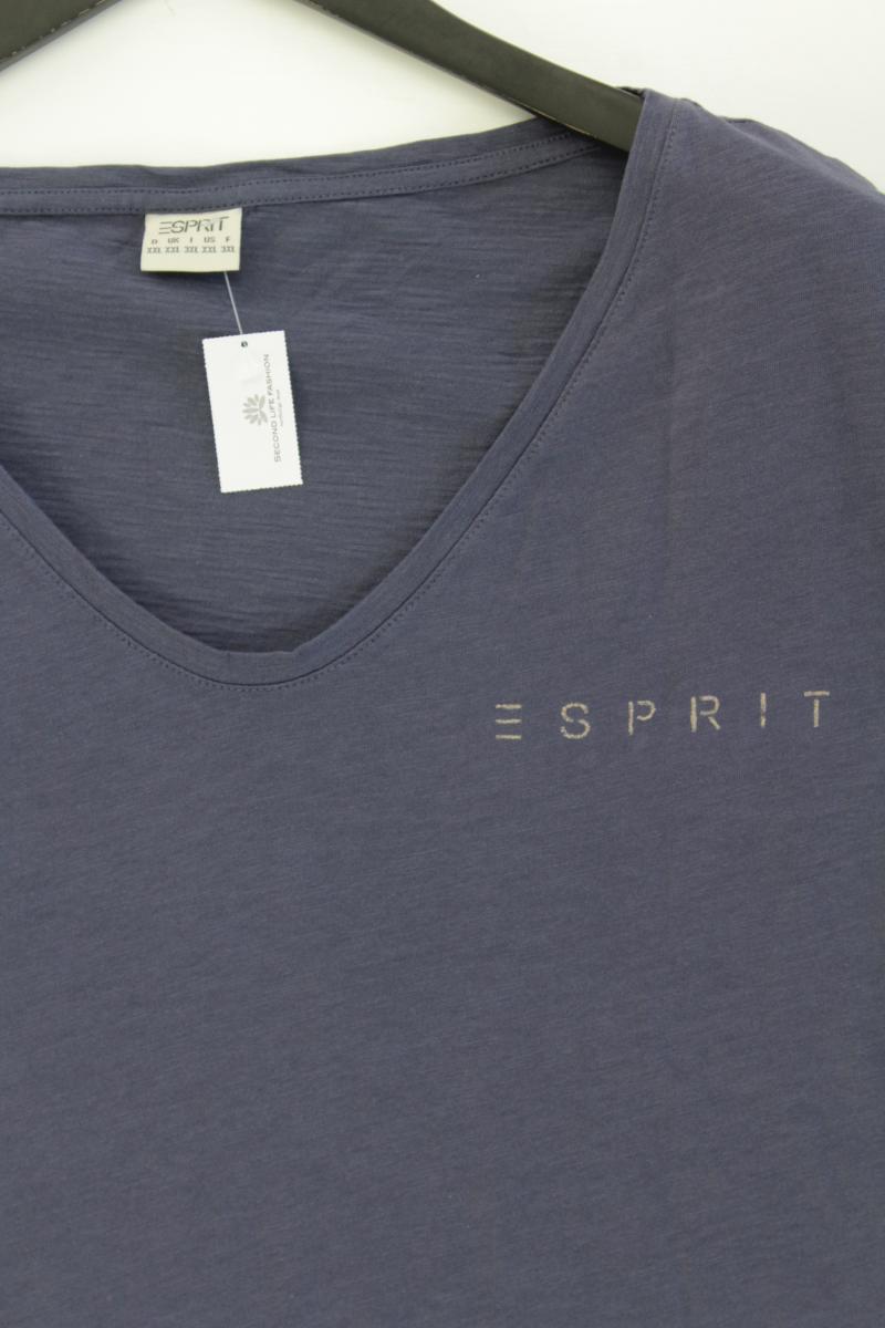 Esprit Shirt mit V-Ausschnitt Gr. XXL Kurzarm blau aus POLYBUT