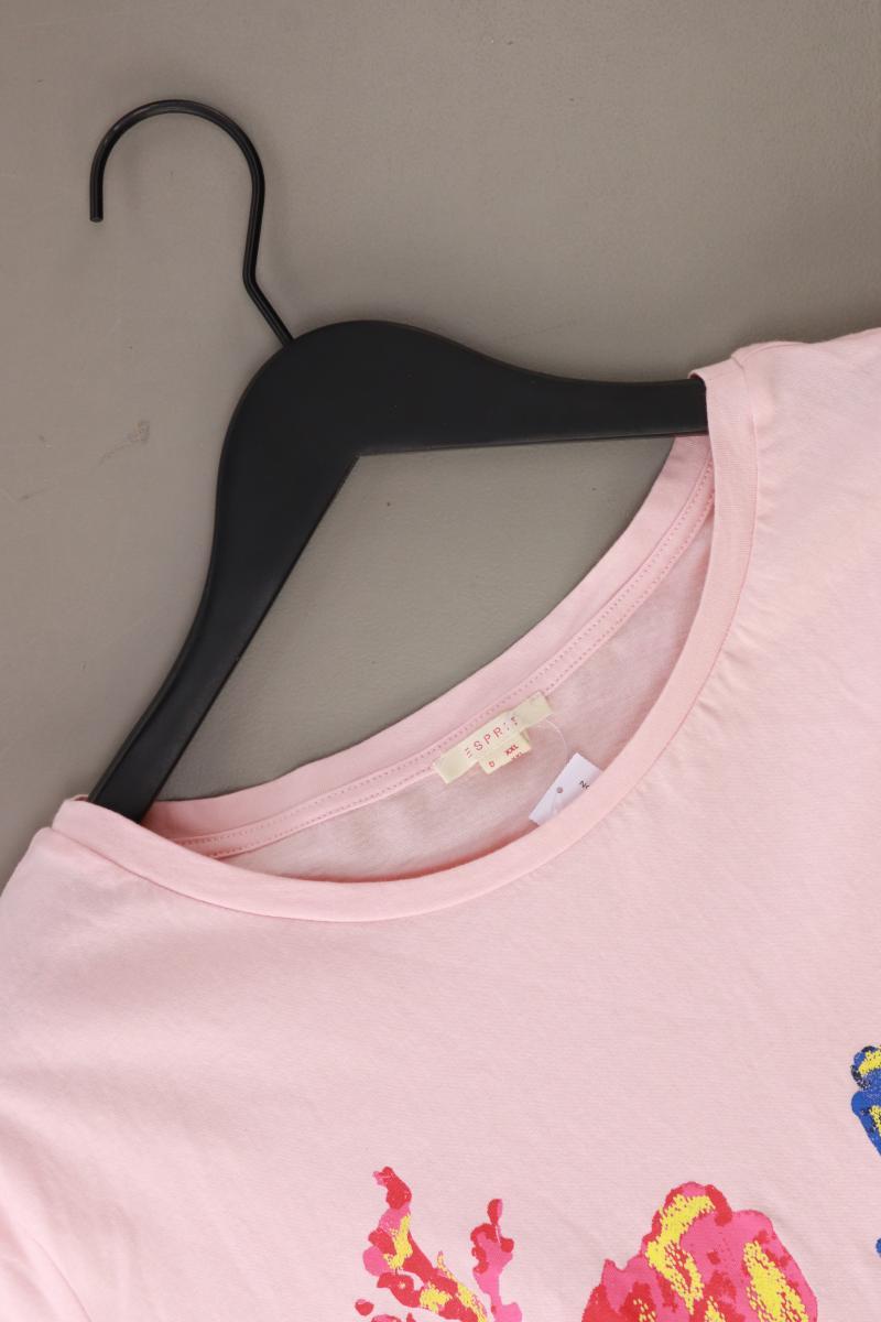 Esprit Printshirt Gr. XXL mit Blumenmuster Kurzarm rosa aus Baumwolle