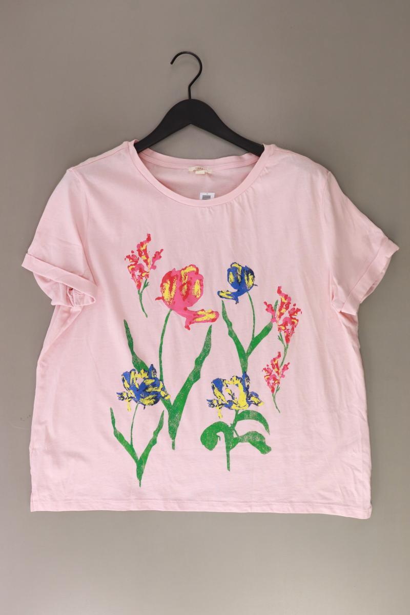 Esprit Printshirt Gr. XXL mit Blumenmuster Kurzarm rosa aus Baumwolle