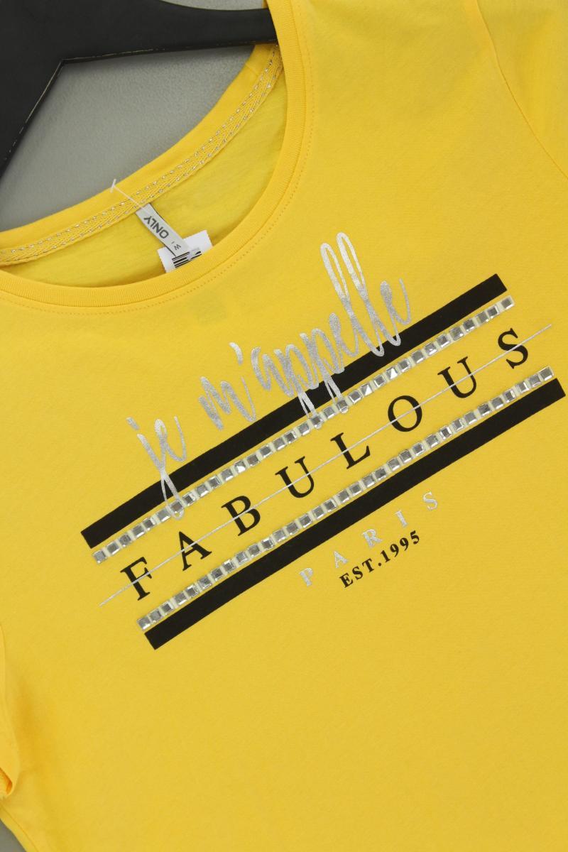 Only Printshirt Gr. M Kurzarm gelb aus Baumwolle