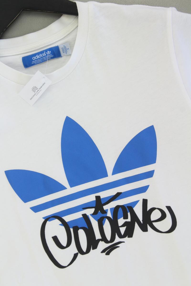 Adidas Sportshirt für Herren Gr. S Kurzarm weiß aus Baumwolle