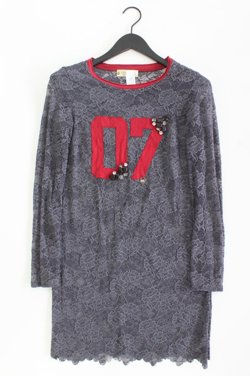 Met Jeans Spitzenkleid Gr. M mit Blumenmuster Langarm grau