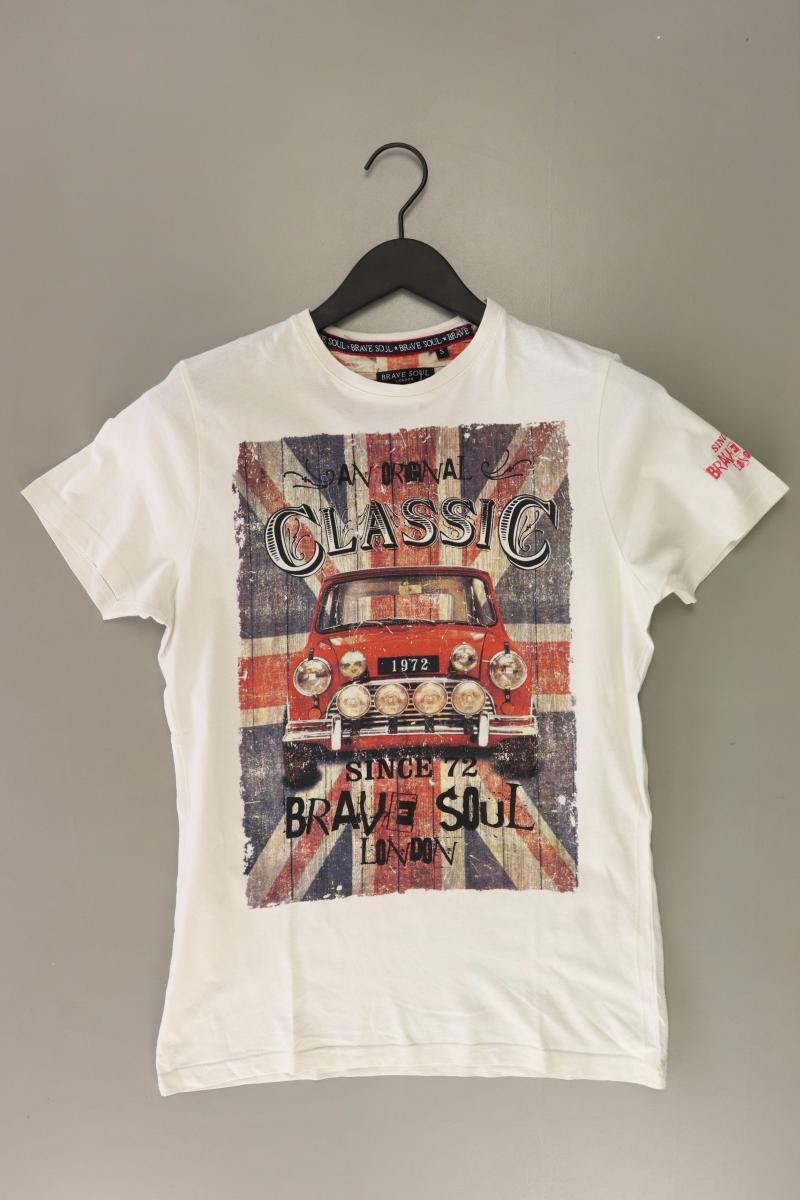 Brave Soul Printshirt für Herren Gr. S Kurzarm creme aus Baumwolle
