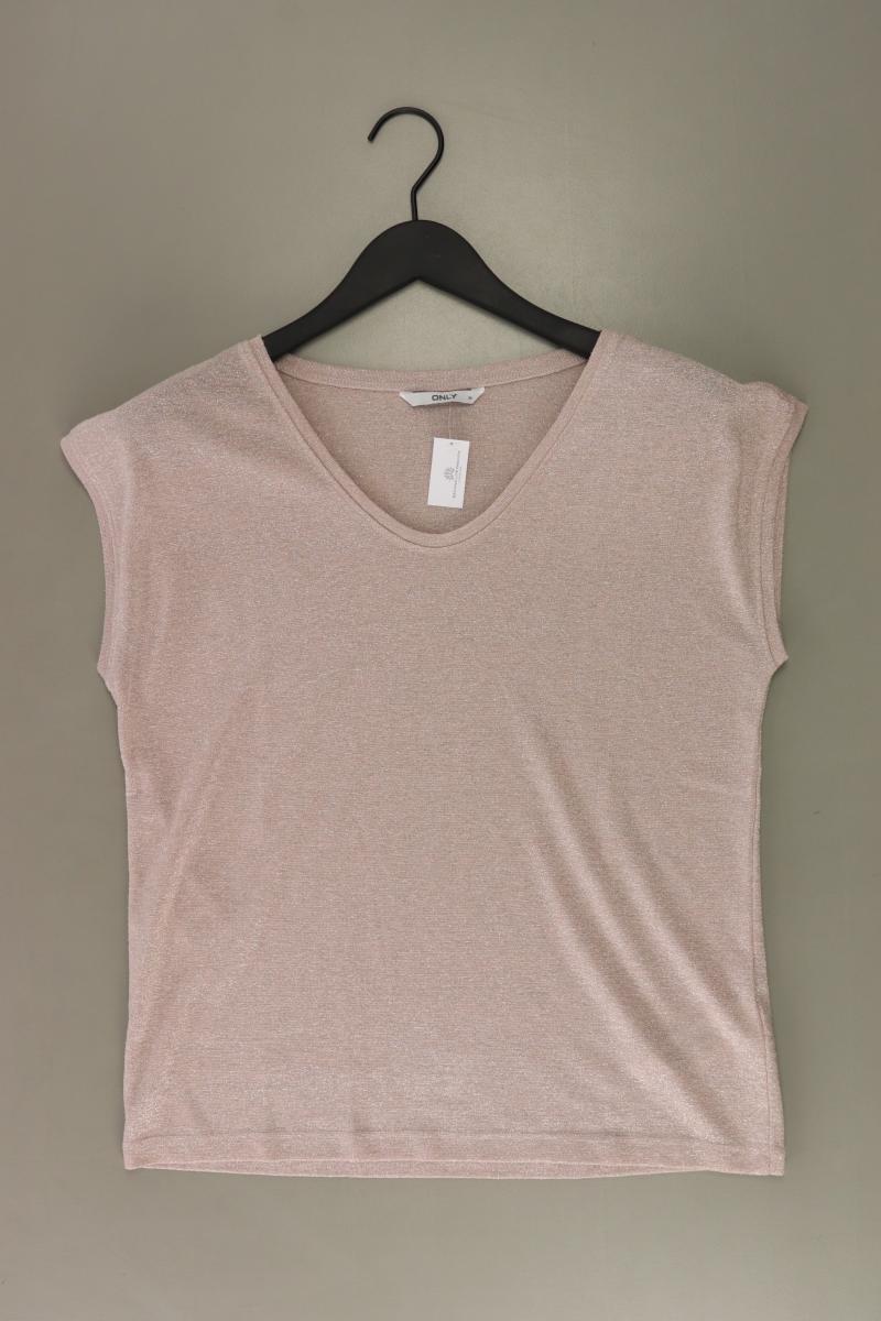 Only T-Shirt Gr. M Kurzarm mit Glitzer rosa aus Polyester