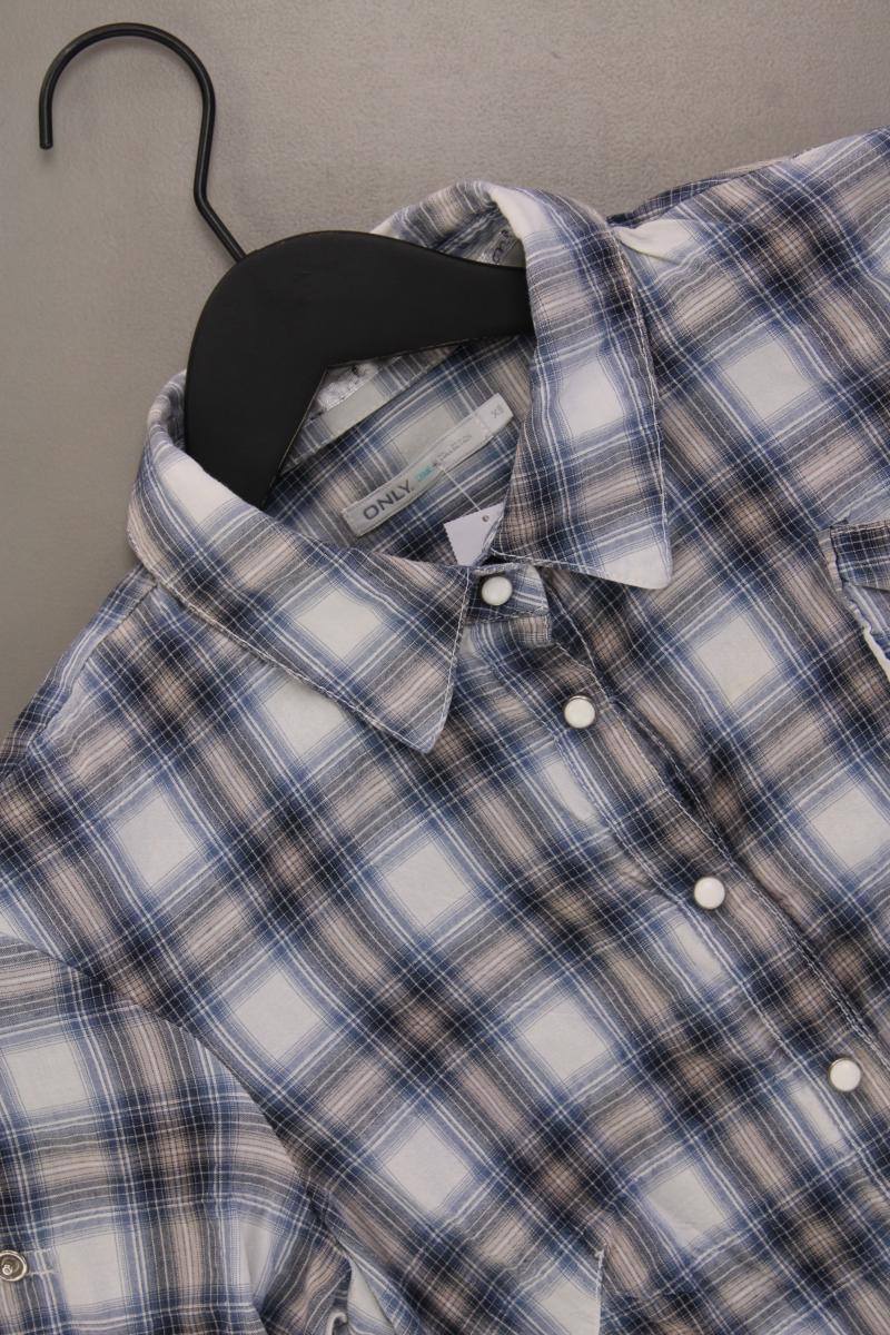 Only Karobluse Gr. XS kariert 3/4 Ärmel blau aus Baumwolle