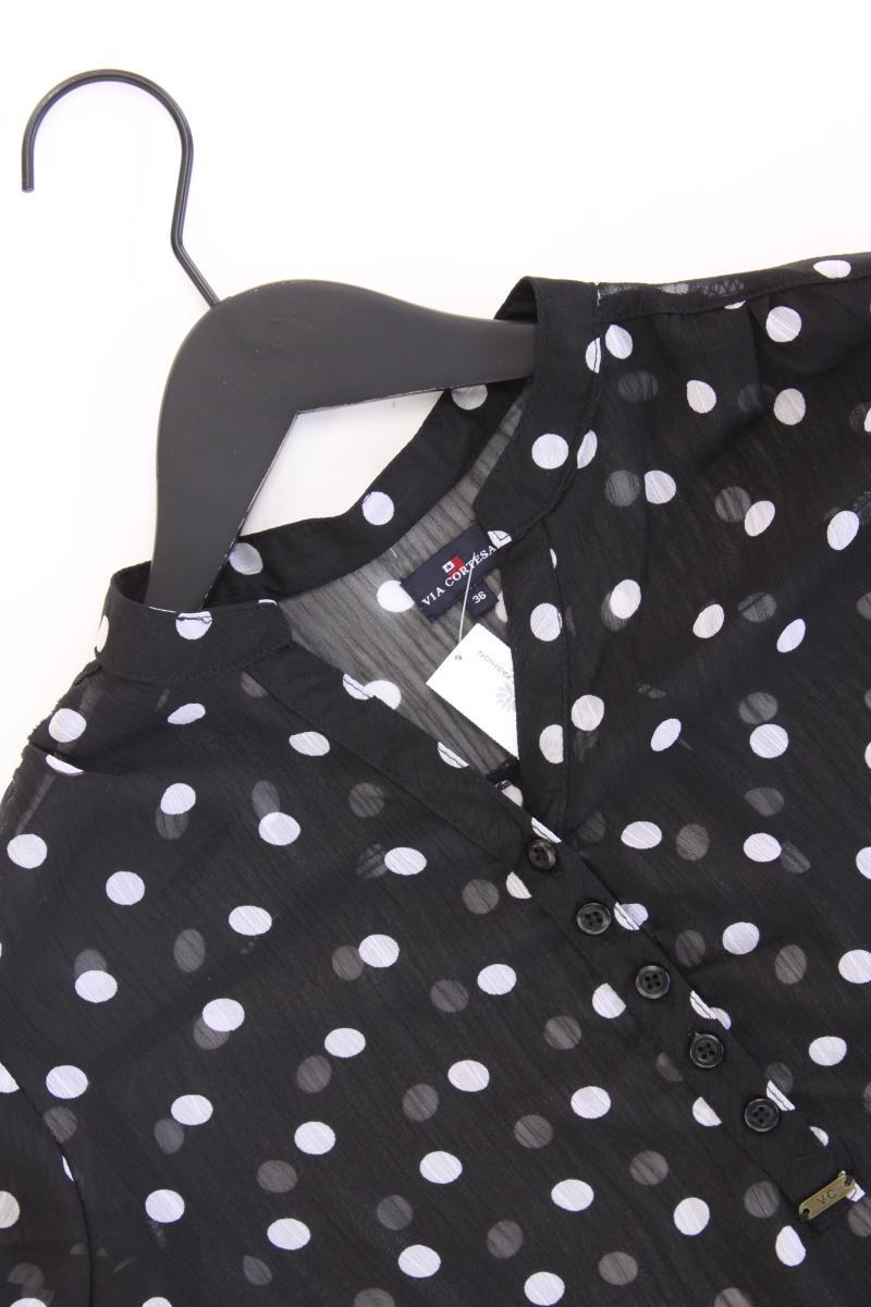 Via Cortesa Chiffonbluse Gr. 36 gepunktet 3/4 Ärmel schwarz aus Polyester