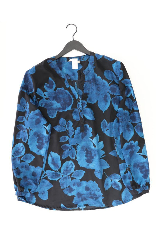 Langarmbluse Gr. XXL mit Blumenmuster blau aus Polyester