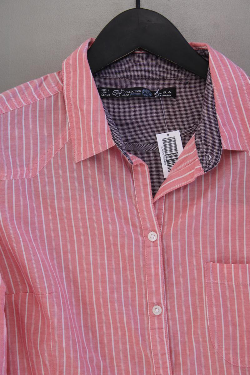 Zara Langarmbluse Gr. L gestreift rosa