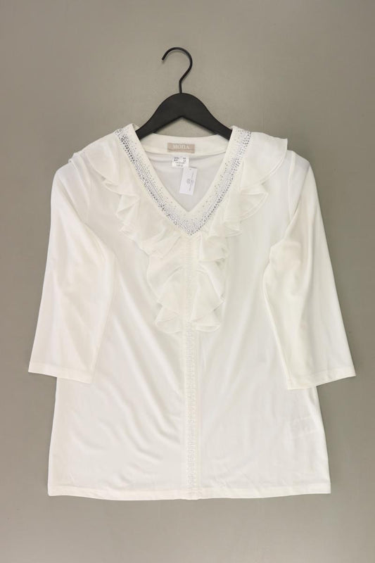 Mona Rüschenbluse Gr. 42 3/4 Ärmel weiß aus Polyester