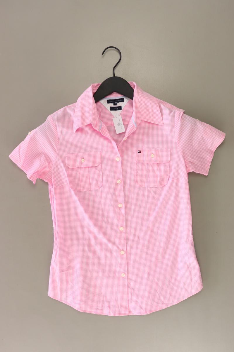 Tommy Hilfiger Karobluse Gr. UK 6 (XS) kariert Kurzarm rosa aus Baumwolle