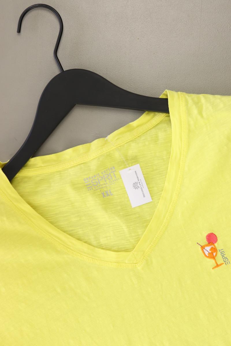 Esprit Shirt mit V-Ausschnitt Gr. XXL Kurzarm gelb aus Baumwolle