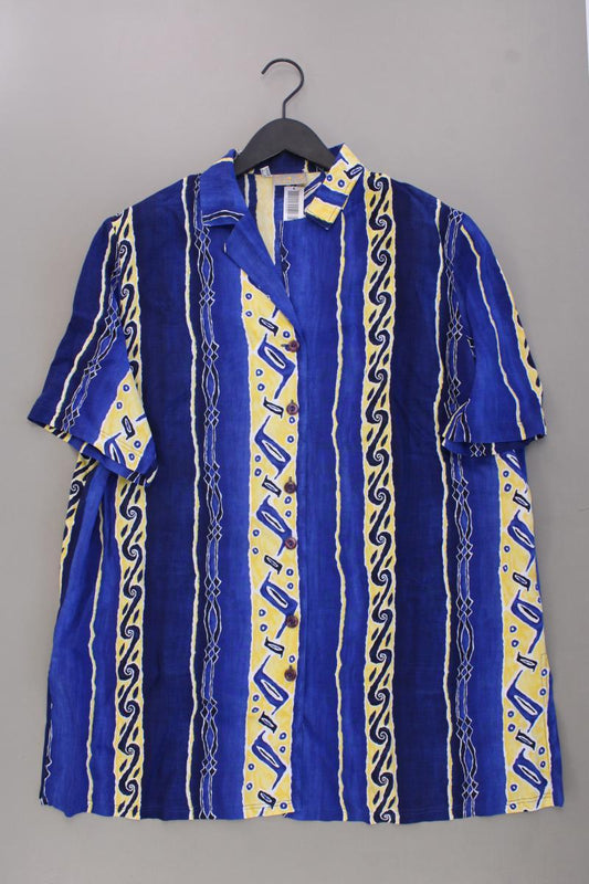 Kurzarmbluse Gr. 46 Vintage blau aus Viskose