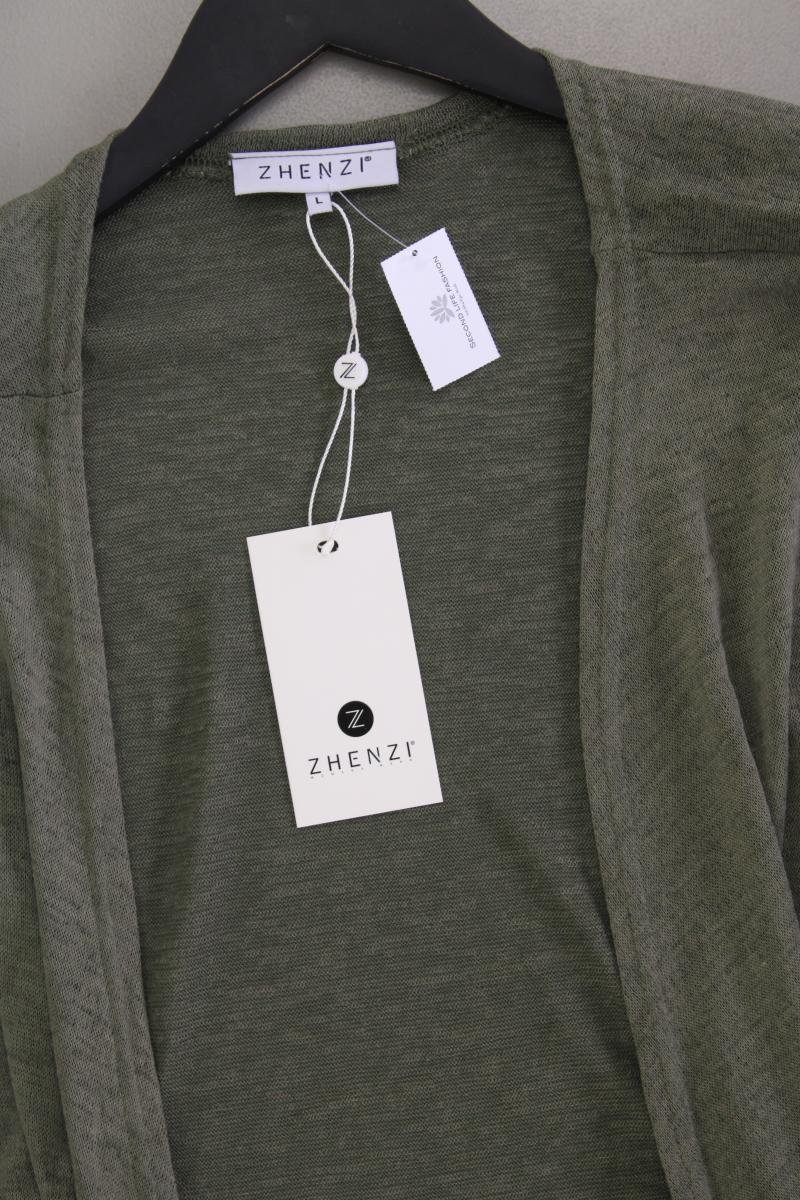Zhenzi & Co. Strickjacke Gr. L neu mit Etikett Kurzarm grün aus Polyester