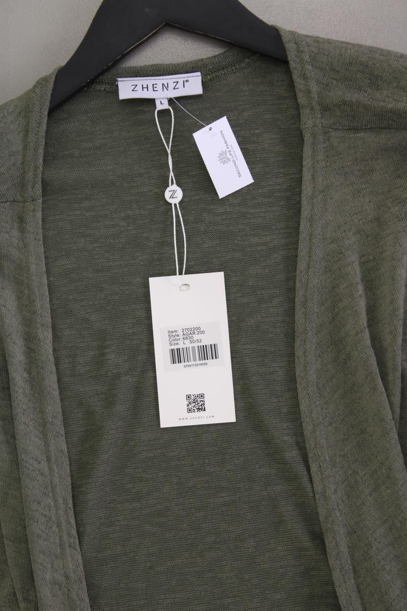 Zhenzi & Co. Strickjacke Gr. L neu mit Etikett Kurzarm grün aus Polyester