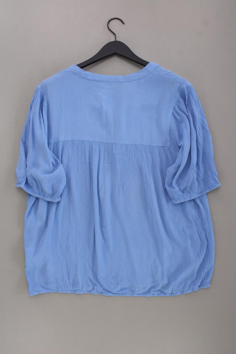 Rüschenbluse Gr. L Kurzarm blau aus Viskose