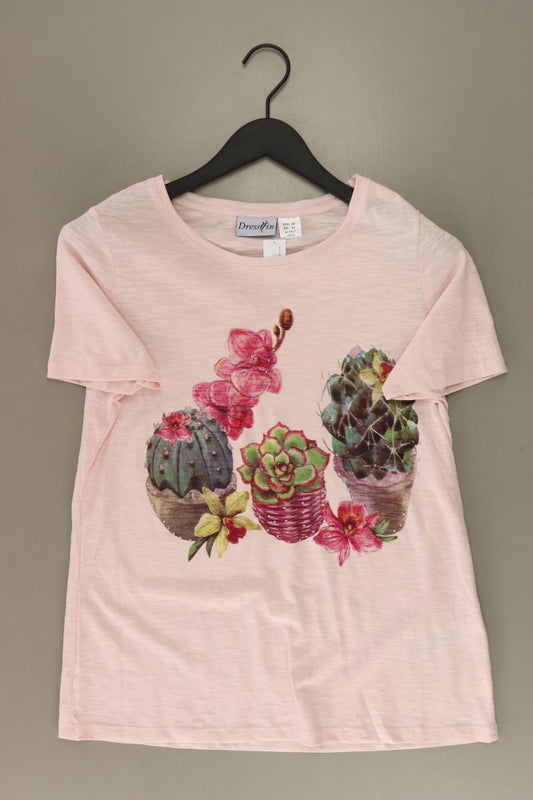 Printshirt Gr. 42 neuwertig Kurzarm rosa aus Baumwolle