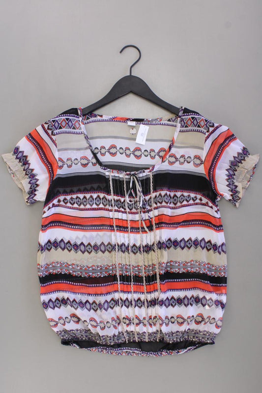 s.Oliver Chiffonbluse Gr. 38 geometrisches Muster Kurzarm mehrfarbig