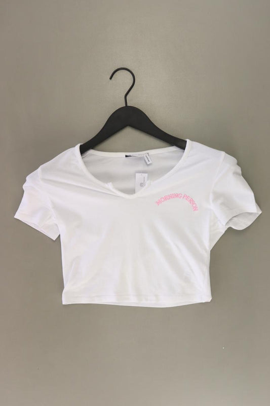 Asos Cropped Shirt Gr. 38 Kurzarm weiß aus Baumwolle