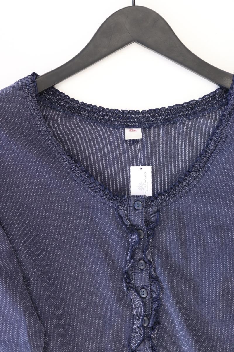 s.Oliver Rüschenbluse Gr. 38 gepunktet Langarm blau