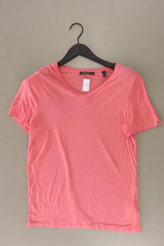 Esprit Shirt mit V-Ausschnitt Gr. L Kurzarm rosa aus Viskose