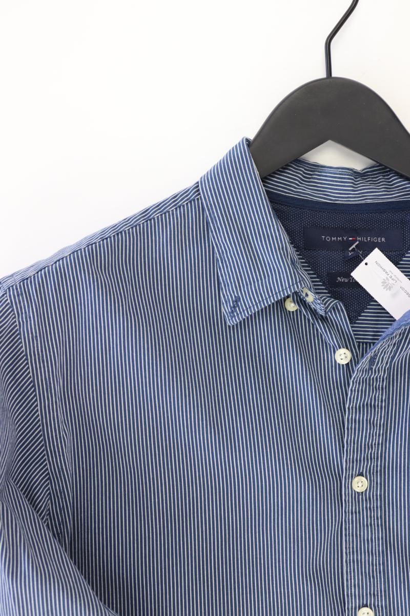 Tommy Hilfiger Langarmhemd für Herren Gr. XL gestreift blau aus Baumwolle