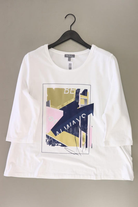 Ulla Popken Printshirt Gr. 50/52 neuwertig 3/4 Ärmel weiß aus Baumwolle