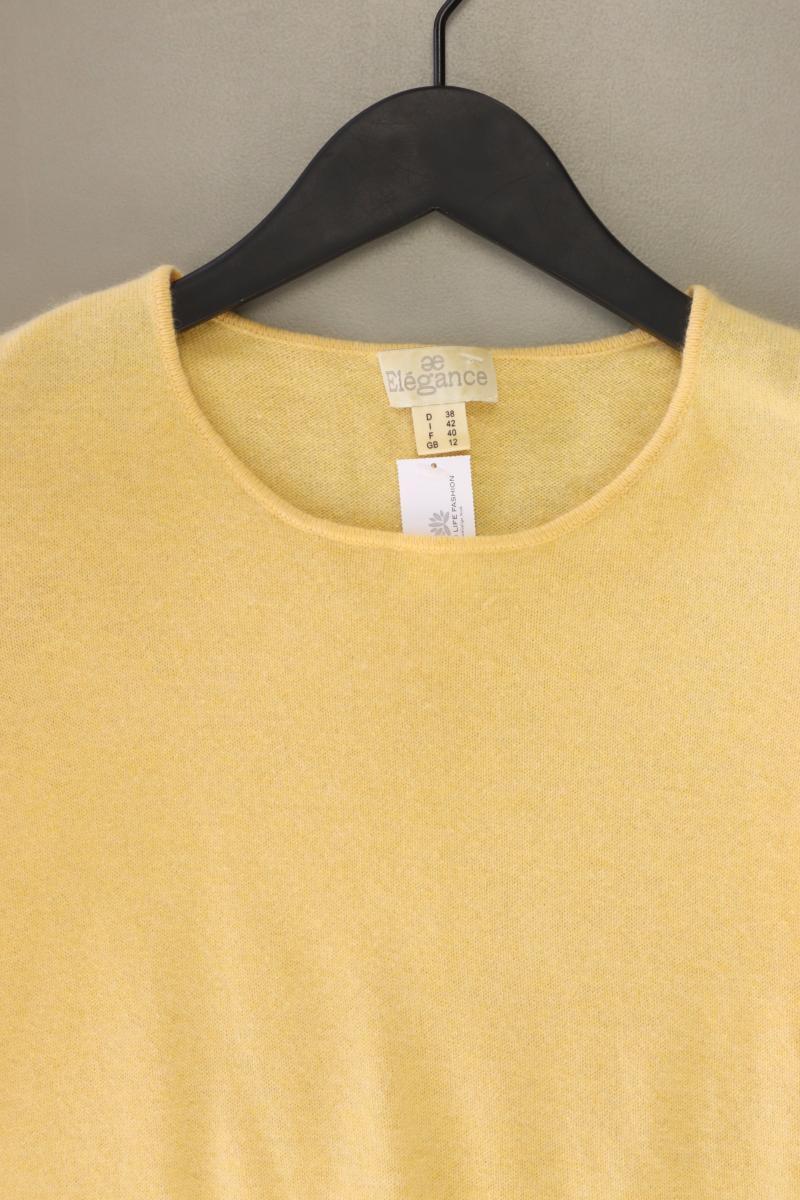 Elegance Paris T-Shirt Gr. 38 Kurzarm Vintage gelb aus Kaschmir