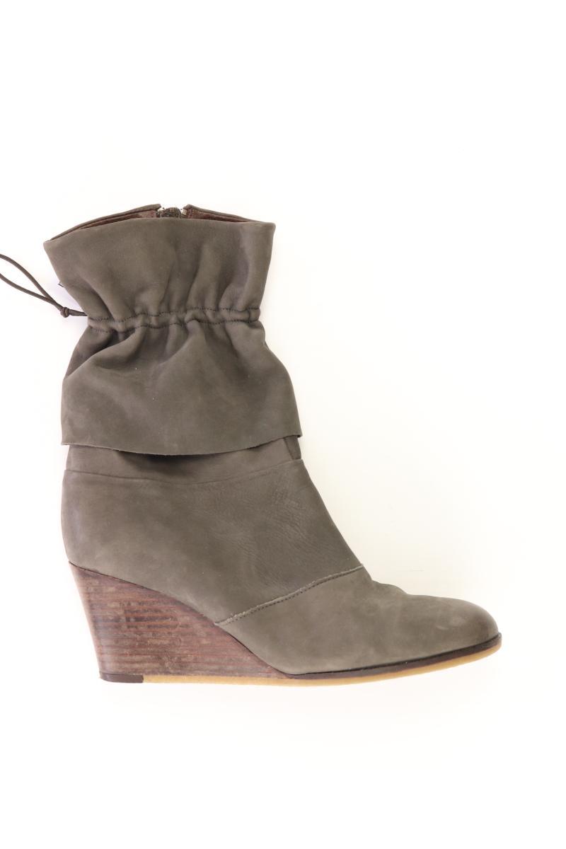 High-Heel Stiefel Gr. 37 grau aus Leder