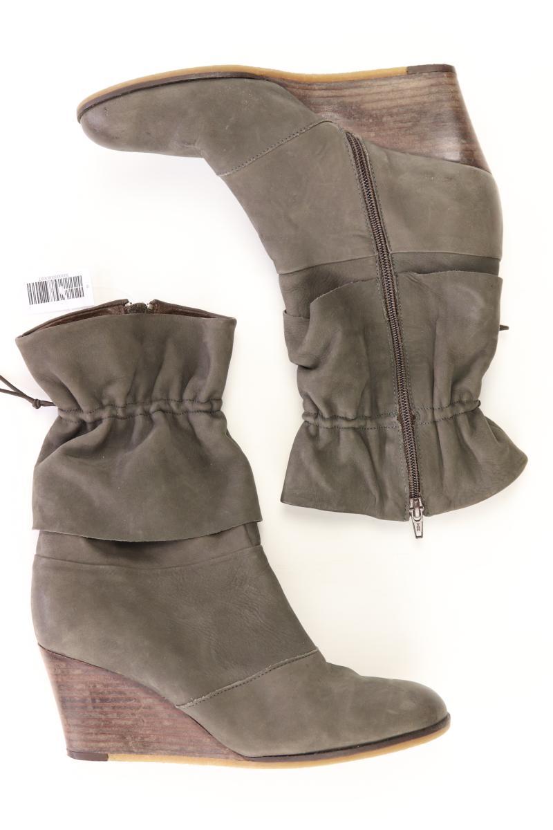 High-Heel Stiefel Gr. 37 grau aus Leder