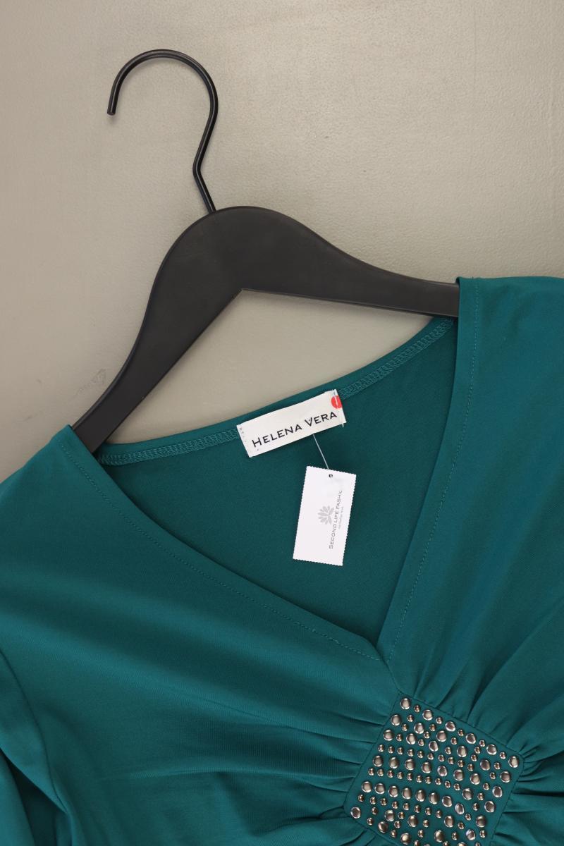 Helena Vera Shirt mit V-Ausschnitt Gr. 44 Langarm mit Nieten grün aus Polyester