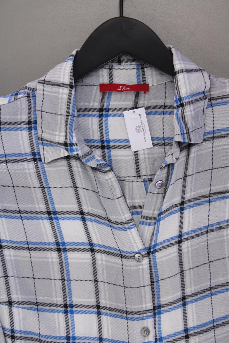s.Oliver Karobluse Gr. 36 kariert Langarm mit Glitzer grau aus Modal