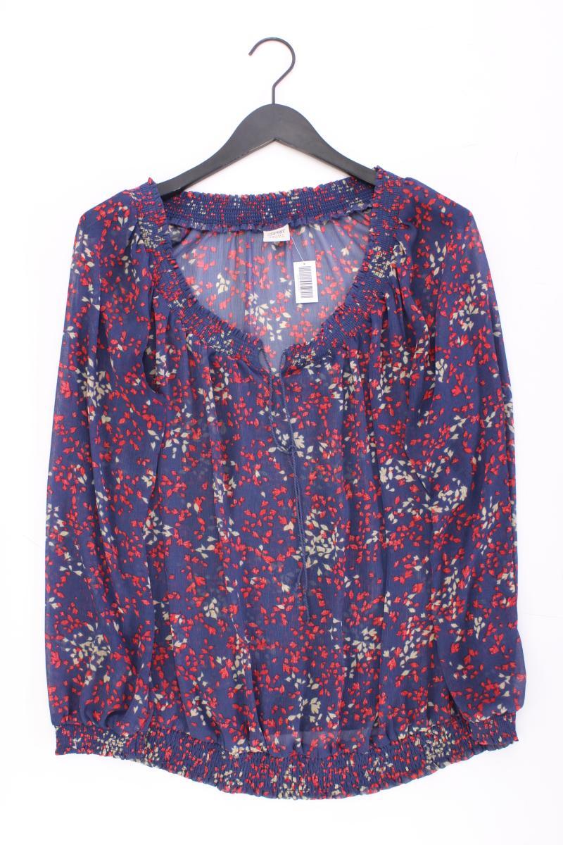 Esprit Chiffonbluse Gr. 42 mit Blumenmuster Langarm blau