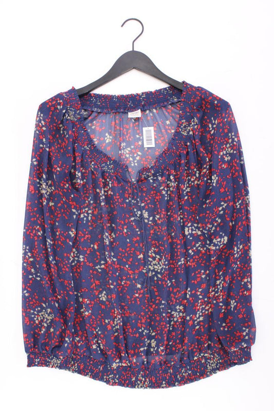 Esprit Chiffonbluse Gr. 42 mit Blumenmuster Langarm blau
